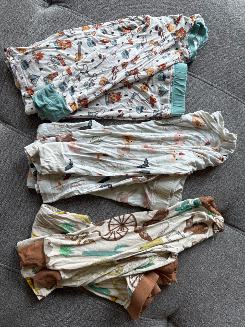 Kids Bamboo Sleepwear Set - Neutral Adventure Prints